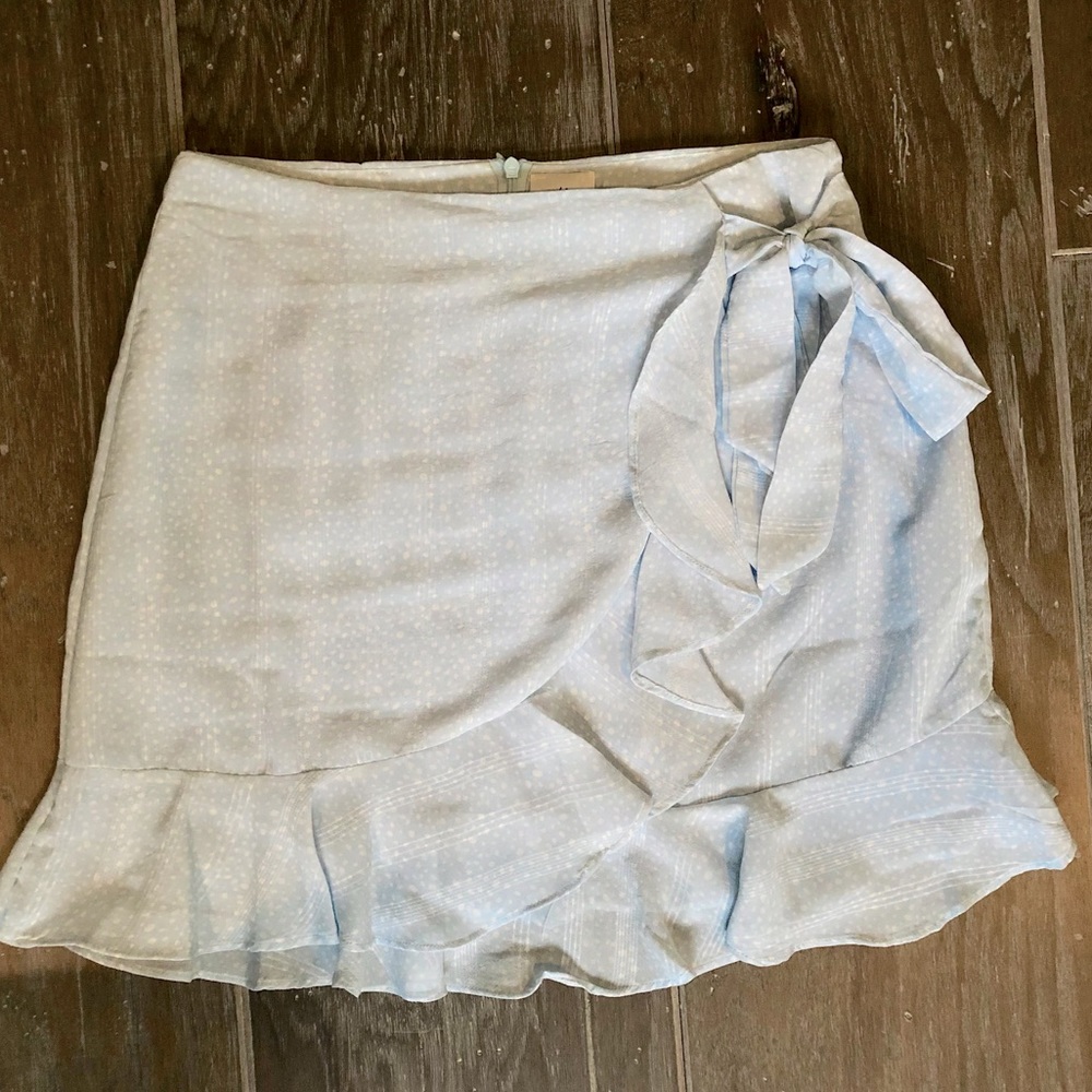 Princess Polly Powder Blue Dotted Wrap Skirt